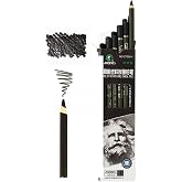 Marie's Artist Charcoal Pencil 12 Piece Set, Medium Black Paper Handle Charcoal Pencils for Drawing and Sketching