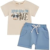 Saliuentm Infant Toddler Baby Boy First 2nd Birthday Outfit Short Sleeve Birthday Shirt Shorts Cake Smash Summer Outfit