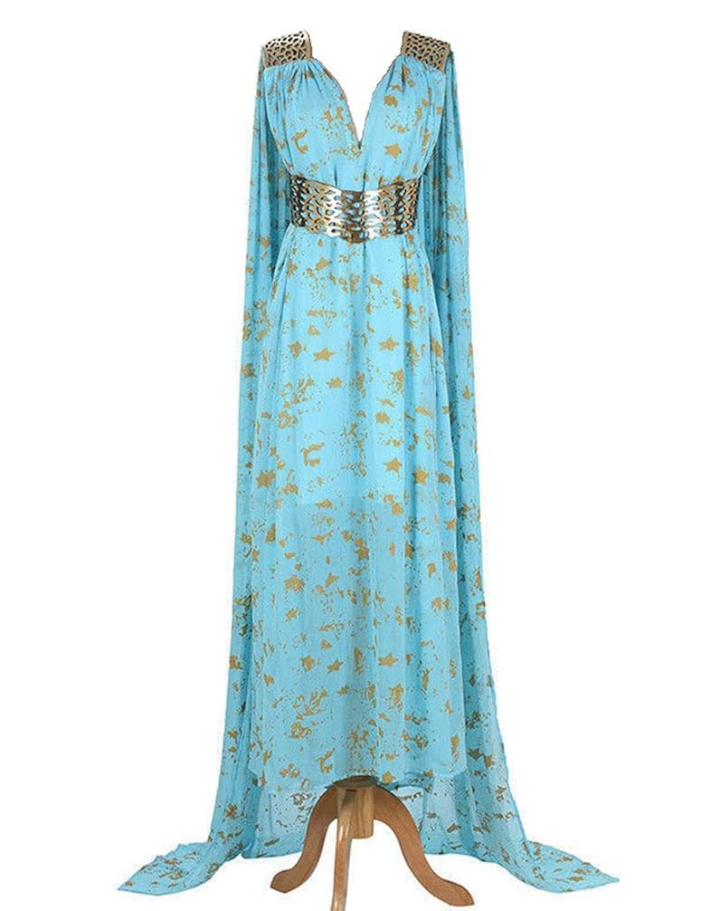 550 - Game of Thrones Daenerys Targaryen Cosplay Blue Qarth Party Dress