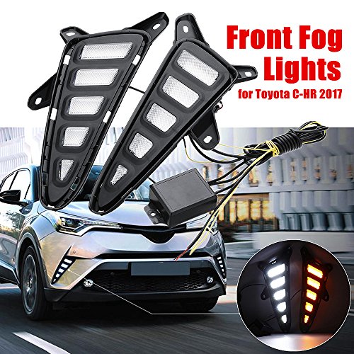 2Pcs White/Yellow LED DRL Daytime Running Lights for Toyota CHR C-HR 2016-2018