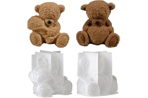 2 PCS Bear Silicone Molds 3D Teddy Bear Resin Molds, Animal DIY Chocolate Making Molds Craft Mould for DIY Cake Decoration, C