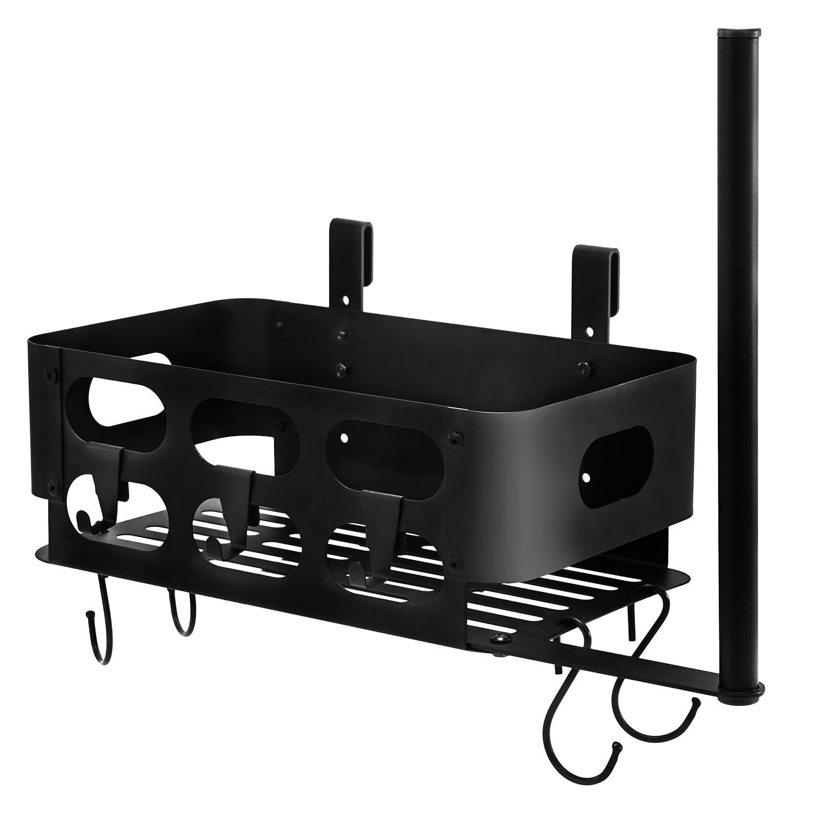 Photo 1 of Storage Bin for Traeger Grills,BBQ Basket with Paper Towel Holder,7 Metal Hooks Compatible with Traeger Pro 20/22/34/575/780, Ironwood 650, Z Grills, Pit Boss Pellet Grills Black