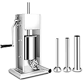 7LB Sausage Stuffer, Stainless Steel Vertical Sausage Filler with 4 Tubes & Air Valve for Homemade Sausage, Jerky - Manual Fo