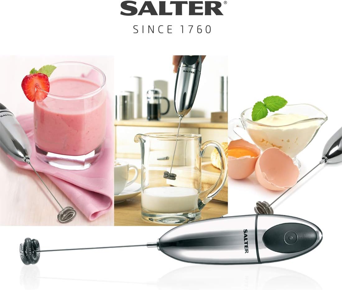 Salter Milk Frother Handheld Electric Frothing Whisk Multi Purpose