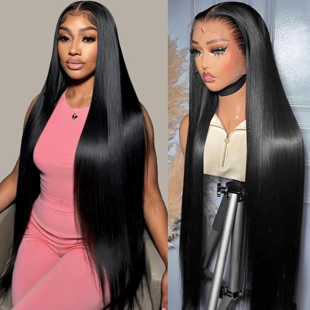 12A Straight Lace Front Wigs Human Hair 13x6 HD Transparent Lace Front Wigs for Women 24 Inch 180 Density Glueless Brazilian Virgin Hair Lace Frontal Wig Pre Plucked — image 1