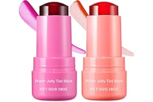 LINGYUN Cooling Water Jelly Tint/Blush,Burst Spritz (Poppy Pink+Coral) Multi-Use Cheek and Lip Gloss Makeup,Creates A Moist Watercolor Effect-1,000+ Swipes Per Stick Vivid Color