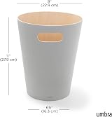 Umbra Woodrow 2 Gallon Modern Wooden Trash Can Grey/Natural view 3