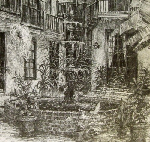 Maison De Ville Courtyard Don Davey New Orleans Matted Art