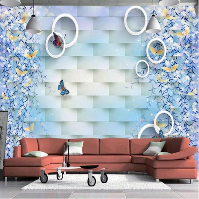 Pbldb Foto Papel Tapiz Hermosa Flor Vid Mariposa Mural Personalizado 3D