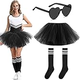 Tutus for Women Adult,5 Layered Tulle Neon Tutu Skirt with Tube Socks & Sunglasses for Carnival Running Party Ballet Dance