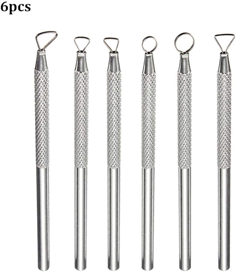 VideoPUP 6pcs Aluminum Pottery Clay Carving Cutter Ceramic Sculpting Hand Tool Set 6 Different Functional Clay Sculpting Tool Sludge Pottery Clay Scraper Clay Sculpting Modelling Tools Set Kit