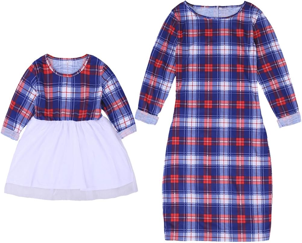 blue and white plaid dress