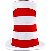 FashionVista Red and White Stovepipe Hat Top Hat Cosplay Costume Accessories Headwear Funny Party Favors Costume Hat Women Men