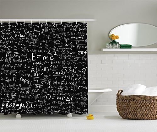 Think Yes Einstein Physics Formula Science Geek Black White Fabric Shower Curtain Gift Elusive to Your Curtain Call