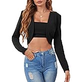 GORGLITTER Women's Open Front Crop Blazer Long Sleeve Jacket Coat