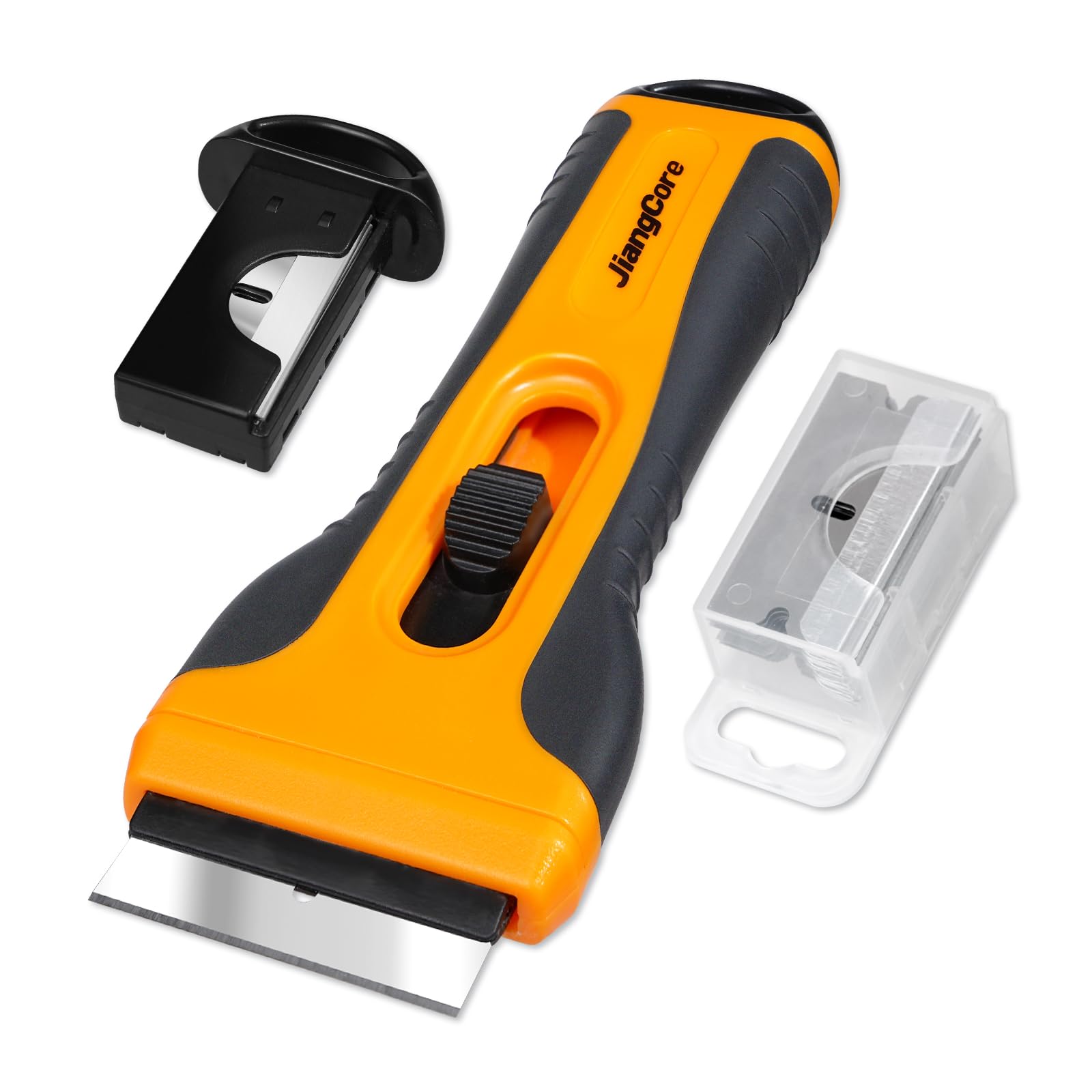 Photo 1 of JiangCore Razor Blade Scraper Tool with 11 Extra SK5 Blades - Multi-Surface for Glass Tile Window Car Cooktops - Stainless Steel, Cleaning & Paint Removal Tool