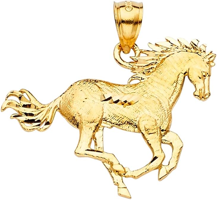 14k Yellow Gold Horse Pendant Necklace 31x30mm Jewelry