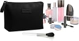 Maange Small Cosmetic Bag PU Leather Travel Pouch with Handle Black view 9