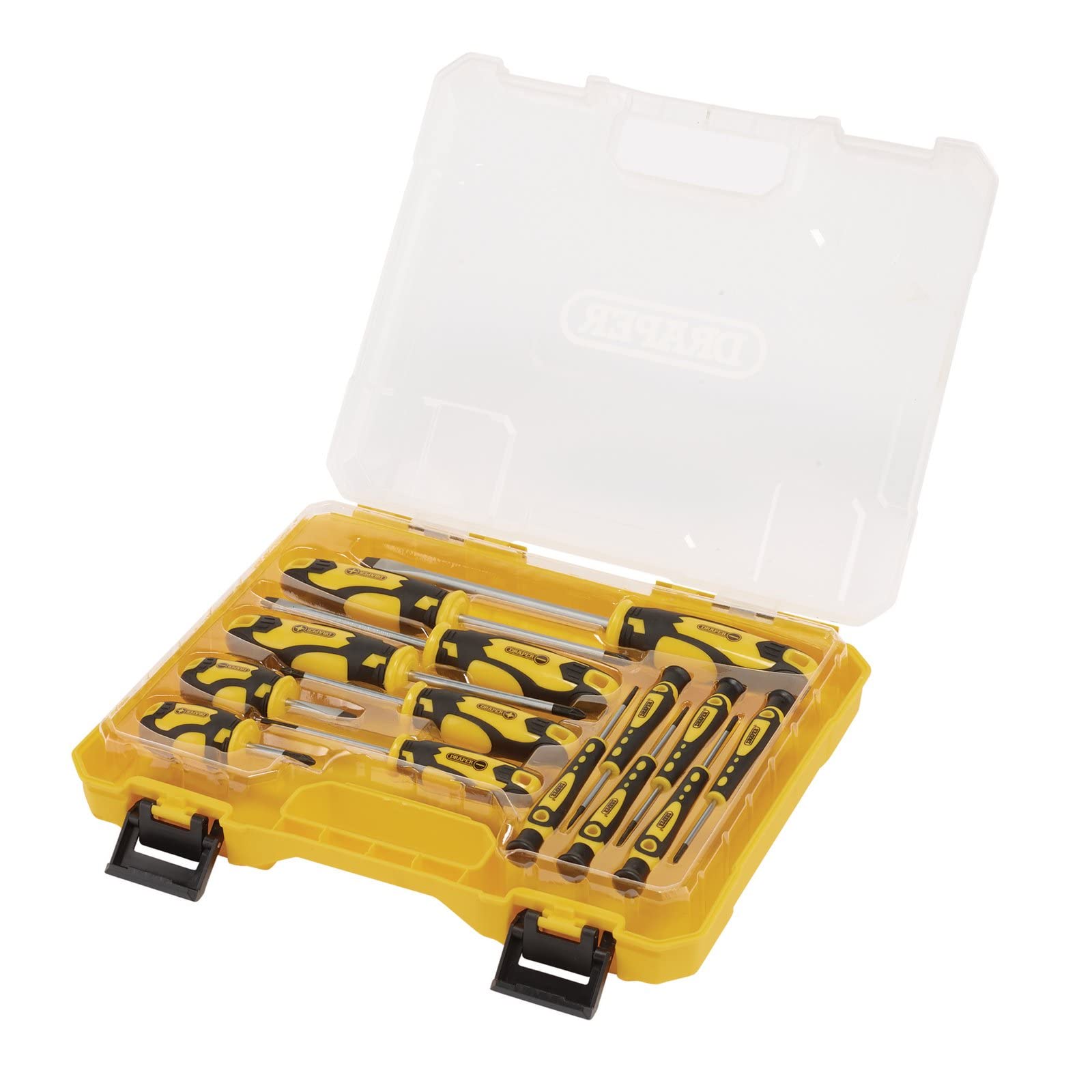 Draper 03988 Screwdriver Set with Case, Yellow (14 Piece), DIY Tools