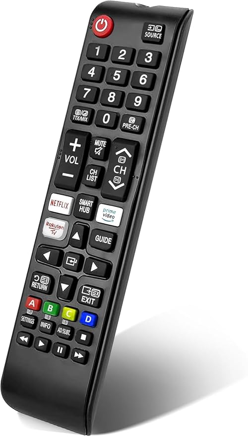 Universal Samsung Remote Controls For Smart TV with Netflix, Prime Video, Rakuten Tv Buttons For All Samsung Tv Led Qled Uhd Frame Curved Solar Hdtv 3D 4K 8K Smart TVs, Latest Version.