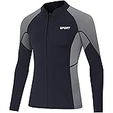 DEHAI Mens Women's Wetsuit Top Jackets, 2mm 3mm Neoprene Kids Wet Suit Long Sleeve Shirt and Youth Front Zip Sleeveless Vest, Water Sports Keep Warm for Diving Swimming Waterski Surfing