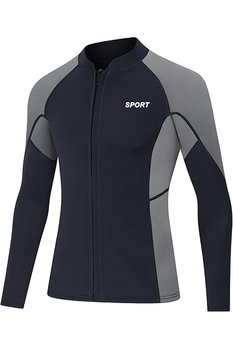 Mens 3MM Wetsuits Jacket Long Sleeve Neoprene Wetsuits Top