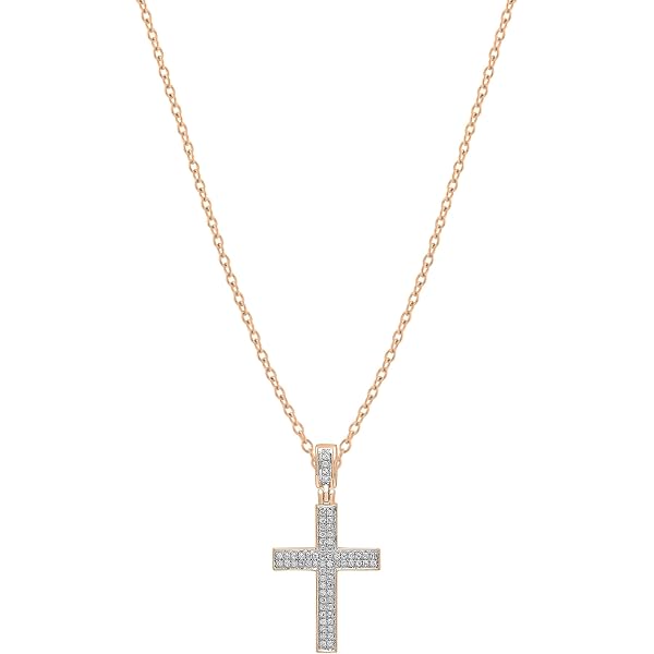 Dazzlingrock Collection 0.35 Carat Round Natural White Diamond Cross Pendant – 925 Sterling Silver With 18" Chain - View #13