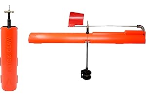 MERMAID GEAR Foldable Ice Fishing Tip Up - Firehouse R-Tek Claw Tip-up with Flag Fishing Pole Indicators Orange Gift Walleye Crappie Heavy-Duty Spool Tackle Hole Down-Tip Sensitive Fins Braid Line (1-Pack Orange)