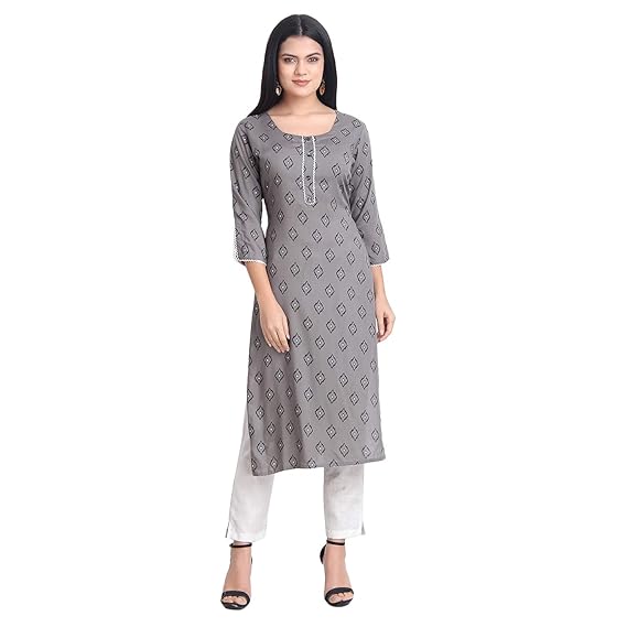 Grey cotton kurti Clearance