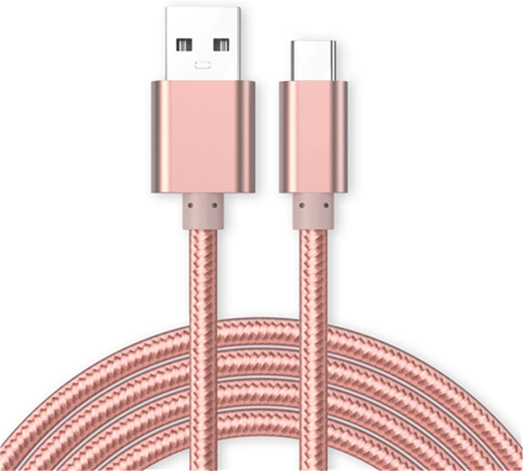 Amazon Fire HD 8 Tablet Micro USB Charging Cable [3 Meter], World Biz [3.1 Amp Fast Charge] Premium Nylon Braided Charger And Data Sync Cable [USB 3.0] [Upto 5 Gb/s Data Transfer] - Rose Gold