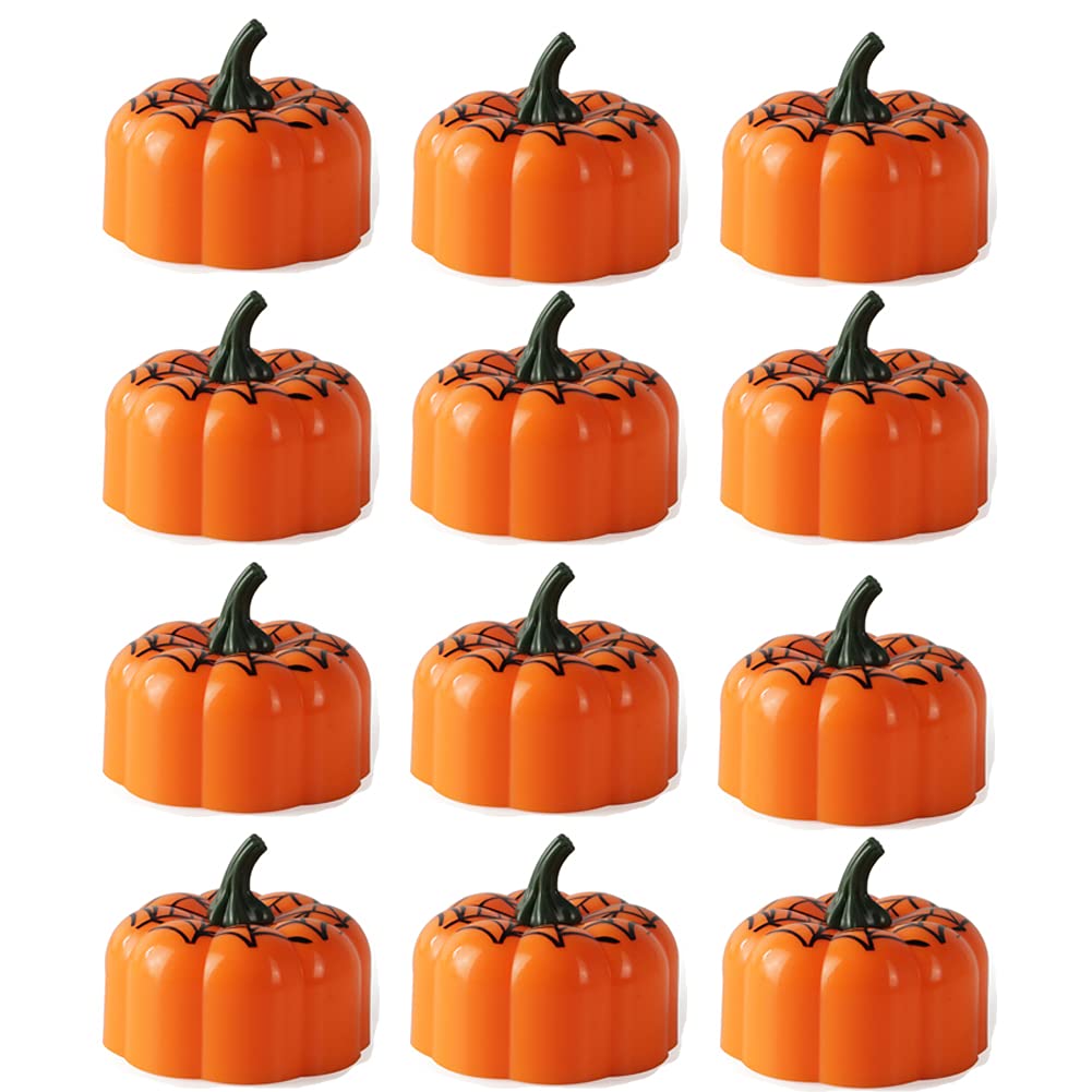 Moscare Pumpkin Tealights Candles,12 Pcs Halloween Atmosphere Decoration Light Indoor Outdoor Party Favorsrty Favors