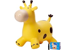 INPODAK Bouncy Horse for Toddler Hopper Bouncing Animal Inflatable Jumping Horse Ride on Hopping Toy Giraffe for Kids with Pump