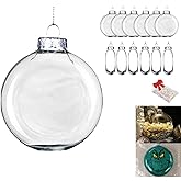 Set of 12,80mm(3-1/8 inches) Flat Round Paintable Clear Glass Christmas Bulbs Ornaments for Crafts Fillable,Oval Diy Empty Glass Disc Decorations Ball to Paint for Crafting