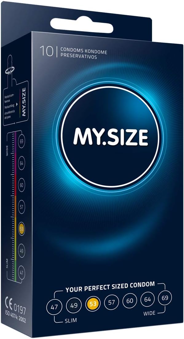 MY.SIZE Classic Condoms Size 3 I 53 mm Width I 10 Pieces Standard Pack I Premium Kondoms Extra Thin I True to Touch Gossamer I Thin 0.07 mm wall Thickness I Vegan I for Men