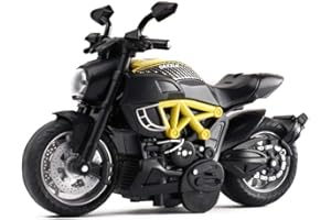 Gilumza Pull Back Motorcycle Toys, Tiny Gift with Music Lighting, Classic Motorcycles Toy for Boys Kids Age 3 4 5 6 7 8 Year Old (Yellow)