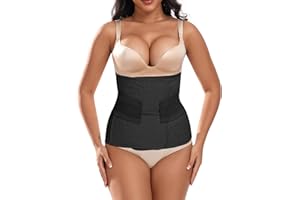 MOOLIDA Abdominal Binder Post Surgery for Men and Women, Postpartum Belly Band, Hernia Belt Stomach Compression Wrap for Hernia Surgery, C-Section, Natural Birth, Abdominal Injuries,Black,XL