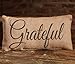 Small Grateful Calligraphy Print 6 x 12 Burlap Decorative Throw Pillow (One Pack)