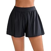 Halcurt Women's High Waisted Swim Board Shorts with Liner (Available in Plus) Loose Fit Tummy Control Bikini Swimsuit Bottoms
