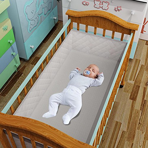 Utheing Crib Liner, Breathable Soft White Baby Crib Liner Bumper, 27.6 x 52.4 x 11.8 inch