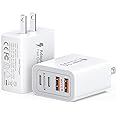 40W USB C Charger Block, 2-Pack 4-Port Type C Fast Charging Brick Dual PD&QC Wall Plug Adapter Compatible for iPhone 16/15/15 Pro/ 15 Pro Max/14/13/12, iPad, Airpods, iwatch, Samsung Galaxy