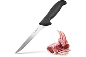 Boning Knife, Deboning Knife 6 inch Razor Sharp Semi-Stiff Blade for Meat Cutting, High Carbon Stainless Steel Blades with Er