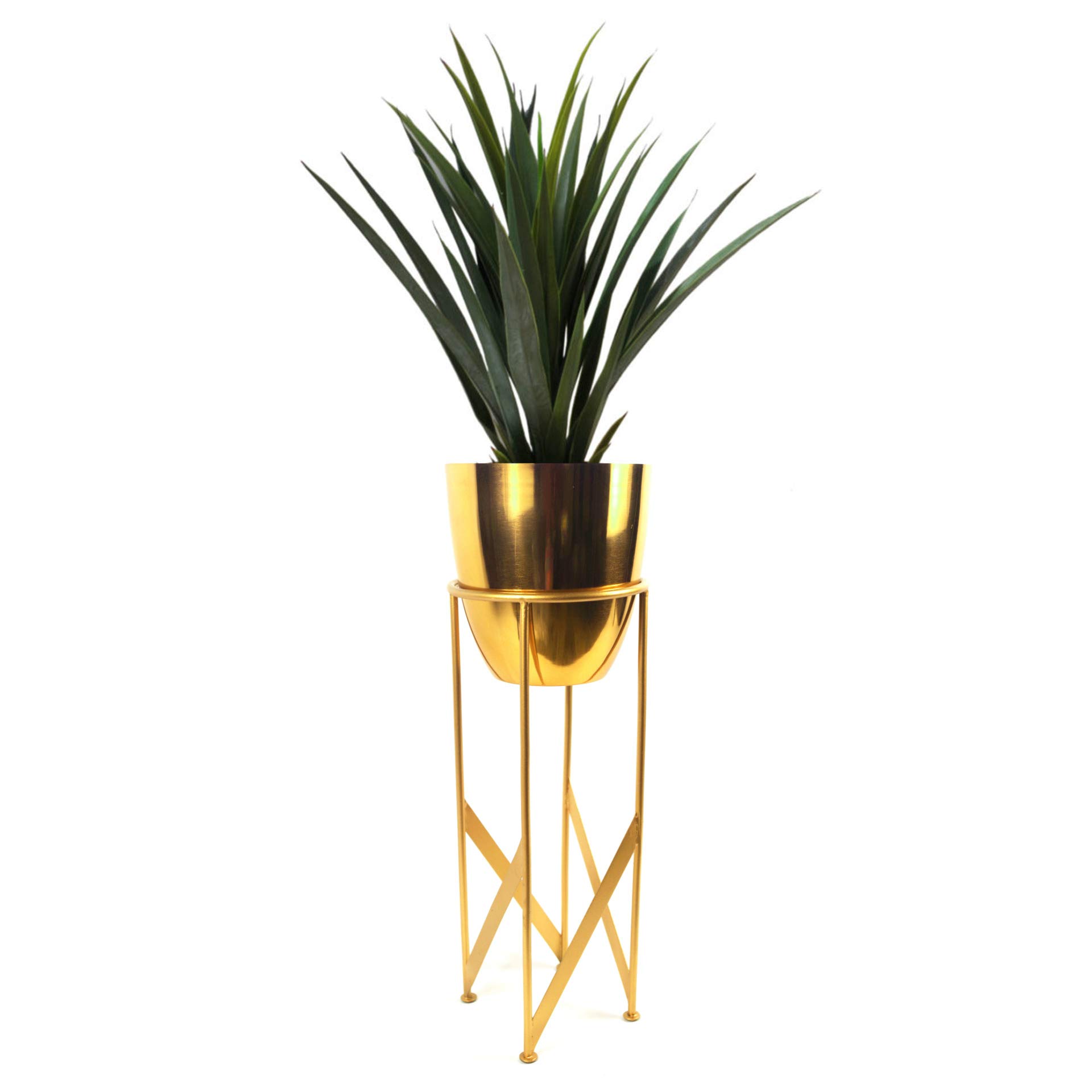 Leaf Tall Metal Plant Stand with Planter