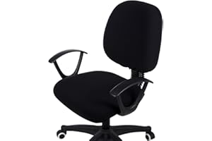 smiry Office Computer Chair Covers, Stretch Jacquard Universal Desk Rotating Chair Slipcovers Protector, Seat Cover + Backrest Cover, Black