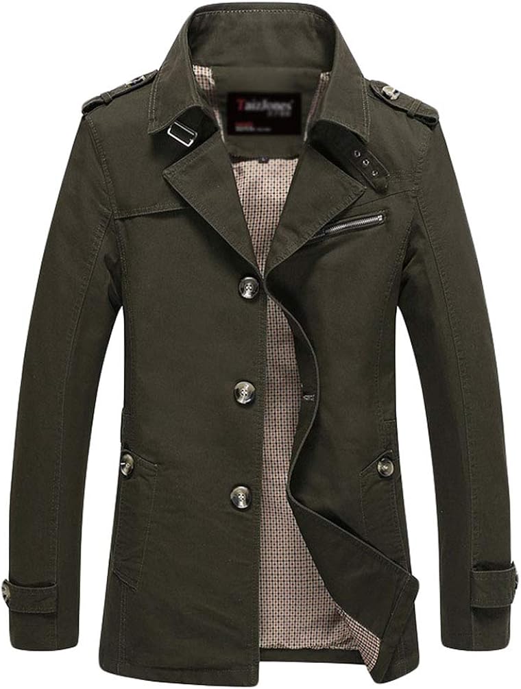 Herren Trenchcoat Zweireihig - Winddichter Business Mantel Für Herbst