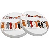 Dogs Coasters for Drinks - Standing Small Dogs Front and Back Ceramic Absorb Stone Coasters with Coffee Table Cork Base for Home Decor - 2 Pcs