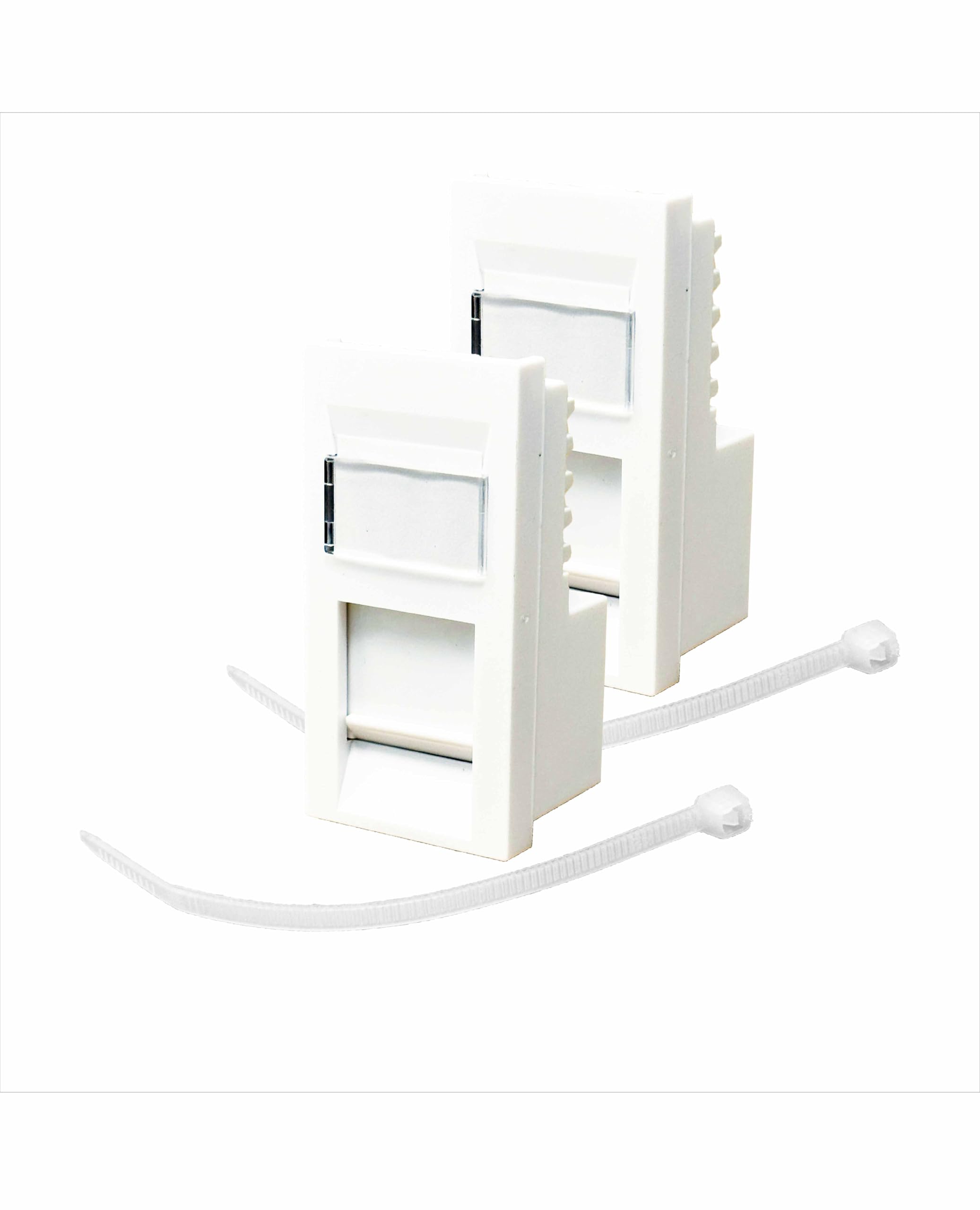 Evoges RJ45 Cat6 Outlet Module UTP 25mm x 50mm 1Gbps High Speed Ethernet Networking for Office, Data Centers, and Homes (Pack of 2, White)