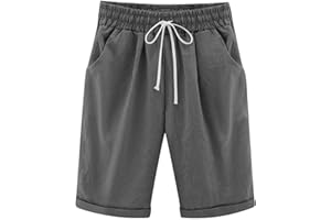 LRMQS Bermuda Shorts for Women Trendy Summer 2024 Beach Drawstring Knee Length Shorts Loose Fit Resort Wear Fashion Clothes