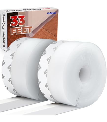 16M/52FT Silicone Door Seal Strip – 25mm Wide, Self-Adhesive Weather Stripping For Doors & Windows, Anti-Dust, Anti-Collision, Translucent (2-Pack)