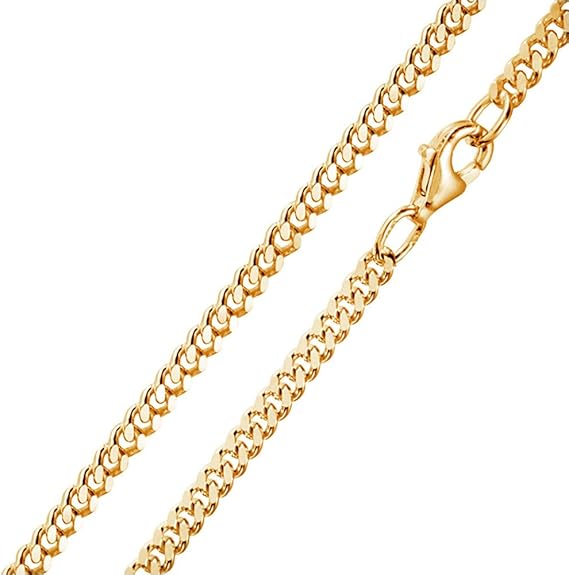 Amazon Materia 3mm縁石チェーンゴールドメッキ925スターリングシルバーダイヤモンドカット女性と男性用16 31インチ 40 80 Cm ギフトボックス K70 ジュエリー 通販