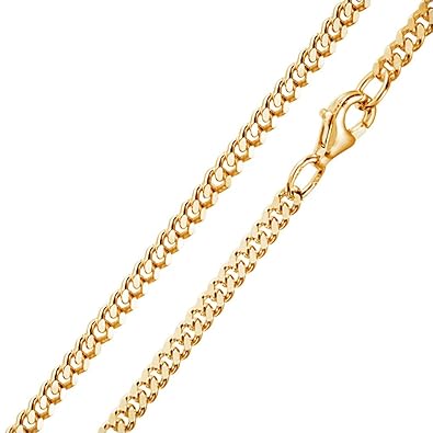 MATERIA 3mm Panzerkette Silber 925 vergoldet diamantiert Gold Halskette Herren Damen 40-80cm mit Box #K70